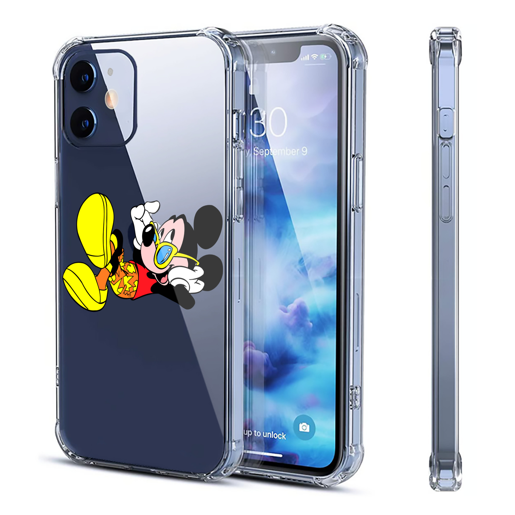 （画像用） ミッキーマウス Mickey Mouse 【iPhone 12シリーズ対応】透明スマホケース（クリアソフトケース）